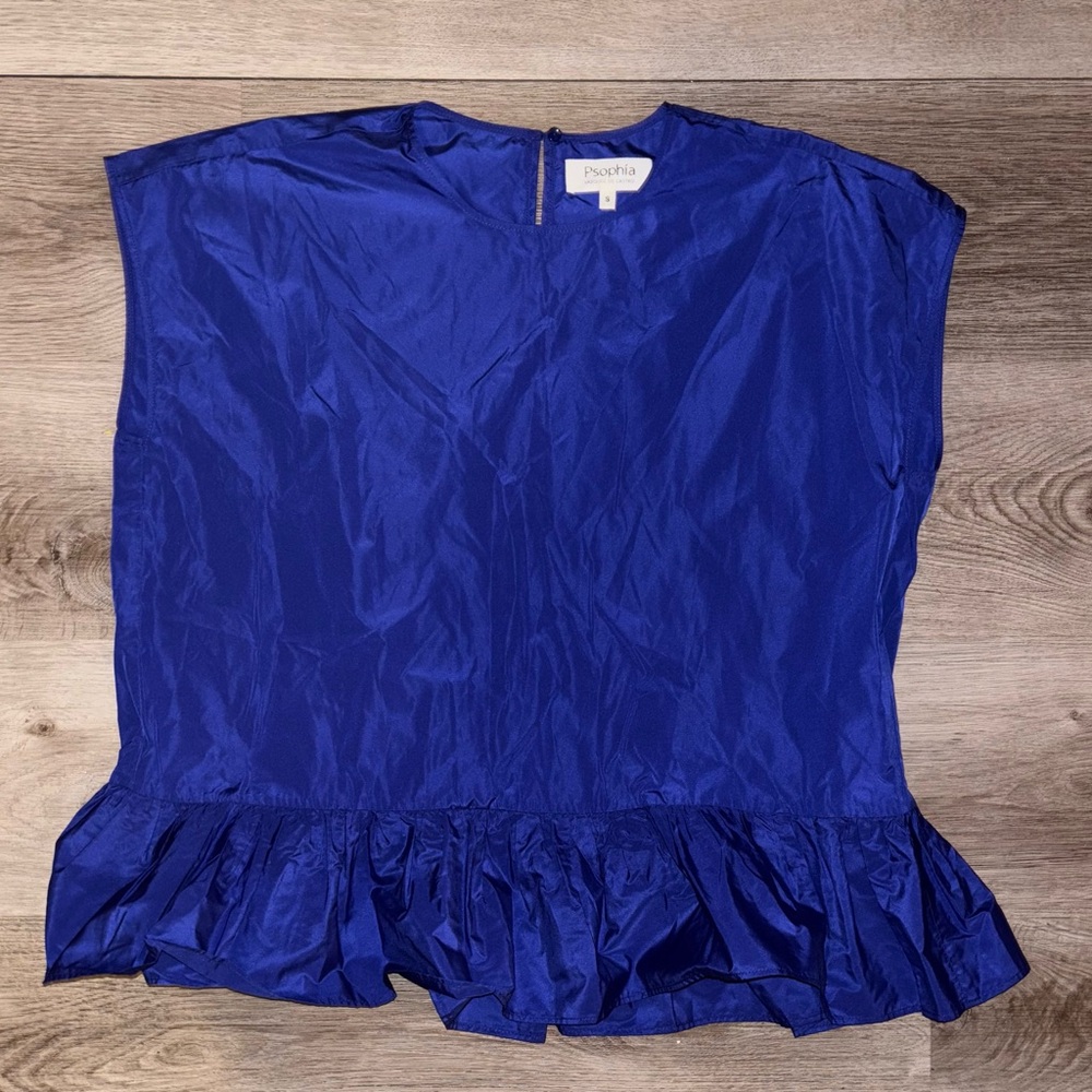 Royal Blue Ruffle Hem Blouse